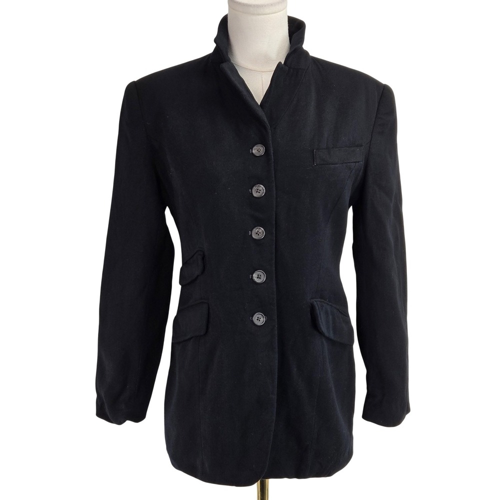 Vintage Lauren Ralph Lauren Blazer Womens 10P Black Five-Button 100% Wool Jacket